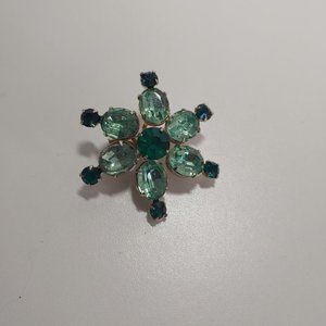 Vintage green and gold star broach